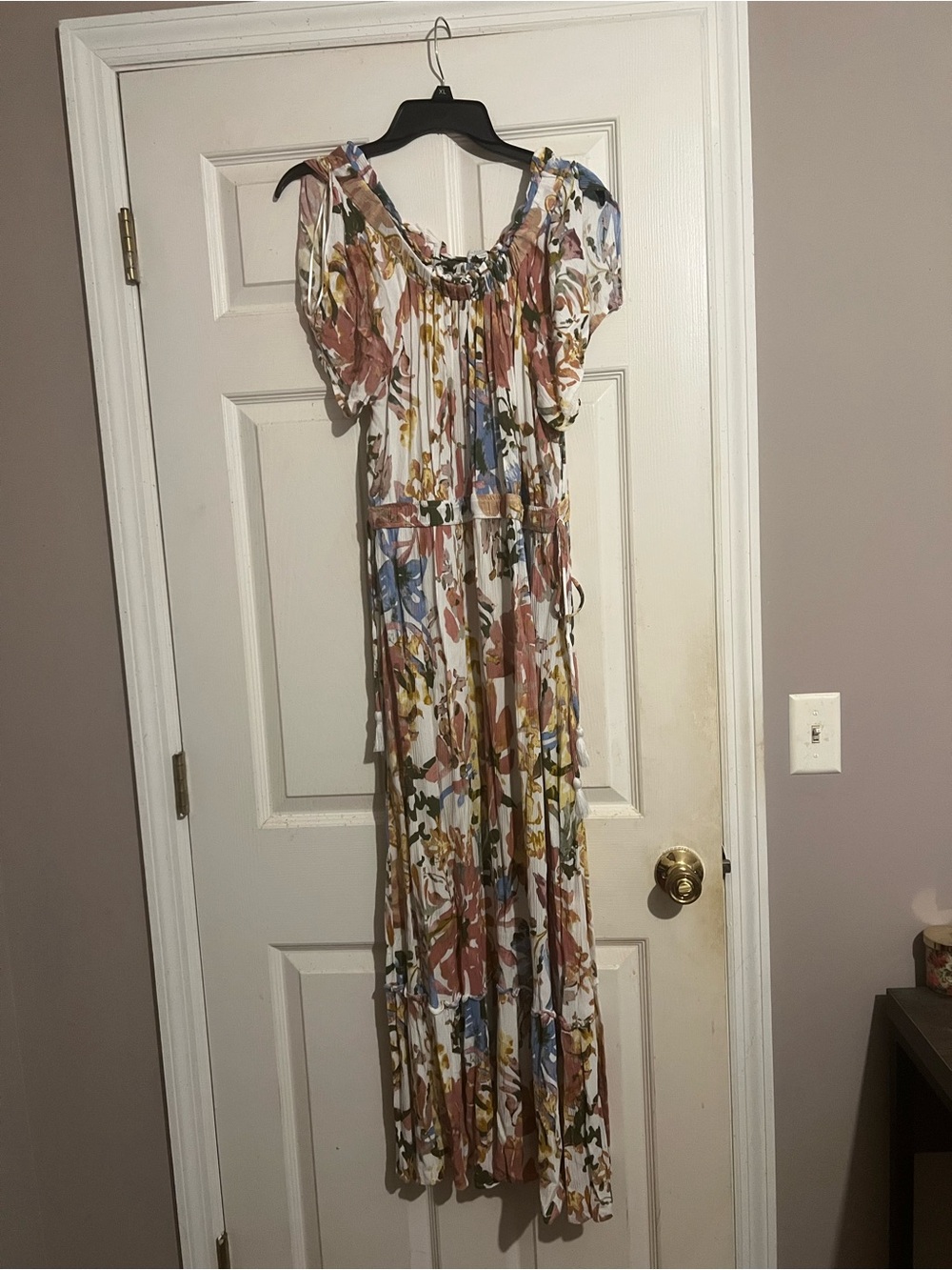 New Directions Floral Maxi Dress in Cream, Rust & Blue